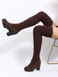 Women winter high round toe square heel martin boots