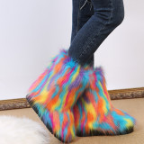 Plus Size Women Faux Plush Snow Boots