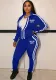 Women Casual Zip Long Sleeve Top and Pant Two Piece Set