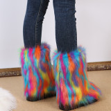 Plus Size Women Faux Plush Snow Boots