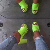 Women High Heel Block Heel Peep-Toe Slippers