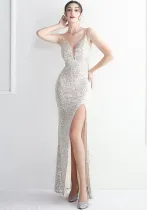 sequins Plus Size Fat Size Costume Formal Party Evening Dress