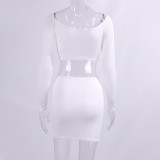 Women's Autumn Winter Suit Dress Fashion Off Shoulder Cutout Crop Top Short Skirt Two-Piece Set