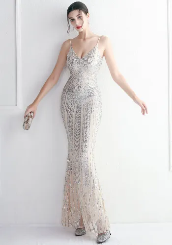 sequins Plus Size Fat Size Costume Formal Party Evening Dress