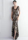 Large Swing Long Dress Beaded Chic Elegant Annual Conference Long Fishtail Sequin Sexy Dress