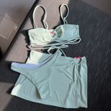 Ribbed Solid Three-Piece Swimsuit Bikini