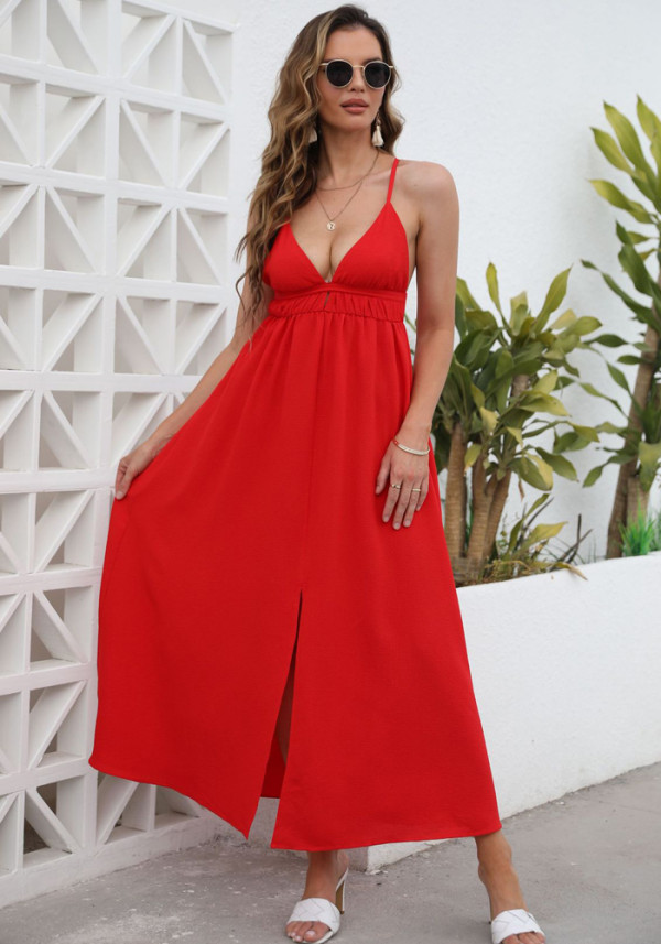 Summer Ladies Mid Straps Loose Dress Holidays Style Beach Dress