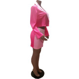 Fashion Print Long Sleeve Three-Piece Women'S Blazer Skirt Set
