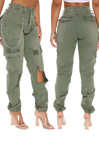 Pantaloni cargo elasticizzati casual con stampa mimetica slim fit