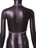 Summer Slim Fit Halter Neck Diamond Solid Color Women'S Camisole Nightclub Vest Top