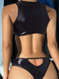 Sexy Black Keyhole Hollow Out Two Peice Lingerie Set