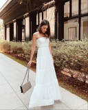Women'S Sexy Strapless Long White Dress Casual Holiday Dress
