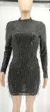 Women'S High Stretch Sequin Dress Sexy Plus Size Fringed Party Dress