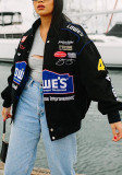 Women Casual Sport Print Oversized Long Sleeve Windbreaker jacket