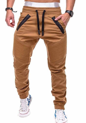 Pantalon de sport zippé élastique décontracté pour hommes