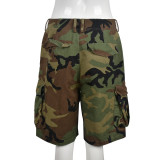 Women Summer Camouflage Pocket Shorts