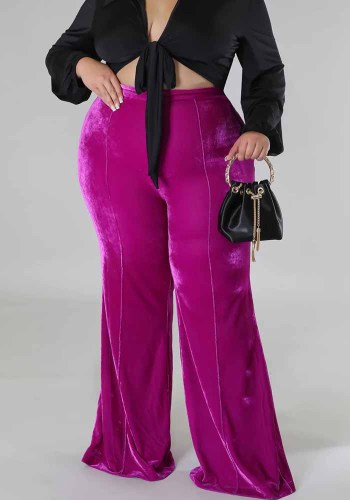 Pantalon bootcut en velours taille haute pour femme