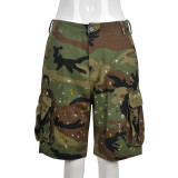 Women Summer Camouflage Pocket Shorts