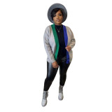 Women Casual Color Block Long Sleeve Jacket