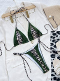 Women Sexy Colorblock Leopard Bikini Swimwear