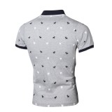Men's Turndown Collar Print Short Sleeve T-Shirt