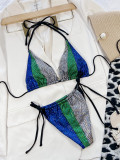Women Sexy Pleated Sequins Bikini Swimwear