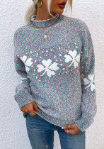 Women Christmas Half Turtleneck Snowflake Sweater