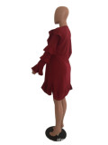 Women's Ruffle Cuff Solid Color Party Dress