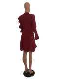 Women's Ruffle Cuff Solid Color Party Dress