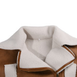 Short Turndown Collar Coat Autumn Winter Sheep Wool Women'S Fur Jacket