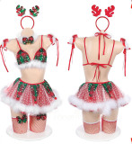 Erotic Lingerie Ladies Sexy Uniform Temptation Elk Christmas Two Pieces Set
