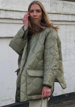 Plus Size Damen Lose Langarm Baumwolle Gefütterter Mantel Damen Winter Einreihige Lange Lockere Jacke