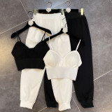 Autumn Two-Piece Sexy Vest With High Waist Pants Two Piece Set