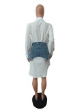 Spring Denim Combination Skirt Fashion Slim Shirt Dress Two Piece Set