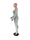 Fall Women'S Zipper Long Sleeve High Waist Butt Lift Athletic Jumpsuit