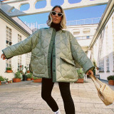 Plus Size Women'S Loose Long Sleeve Cotton Padded Coat Women'S Winter Single-Breasted Long Loose Jacket