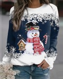 Autumn And Winter Christmas Women'S Clothing  Printed Sexy Top Long-Sleeved Round Neck Christmas Clothing T-Shirt Female