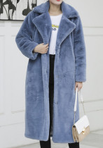 Зимнее модное твердое меховое длинное пальто, женское хлопковое пальто, теплое меховое пальто