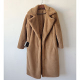 Winter Fashion Solid Fur Long Coat Women Cotton Pad Warm Fur Coat