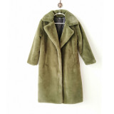 Winter Fashion Solid Fur Long Coat Women Cotton Pad Warm Fur Coat