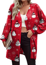 Christmas Women printed long-sleeved cardigan jacket