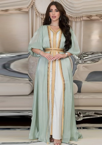 Müslüman Bayanlar Boncuklu Üç Parçalı Elbise