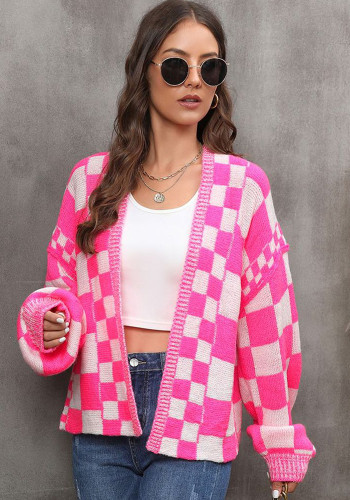 Winter fashion plaid cardigan Plus Size coat knitting cardigan coat