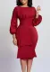 Women'S Spring Fall Solid Color Bodycon Pro Ol Chic Plus Size African Dress