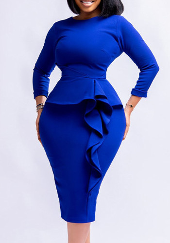 Robe moulante de carrière de grande taille pour femme Automne Hiver Mode Chic Afrique élégante