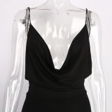 Women'S Strap Dress Spring Low Cut Cutout Bodycon Slim Dress