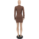 WomenSexy Zipper Bodycon Mini Dress