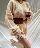 Women Solid Round Neck Long Sleeve Sweater
