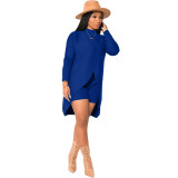 Women Clothing Casual Irregular Long Sleeve Top and Shorts Two Piece