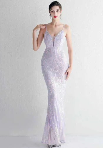 Plus Size Women Luxury Sequin Formal Party Evening Dress